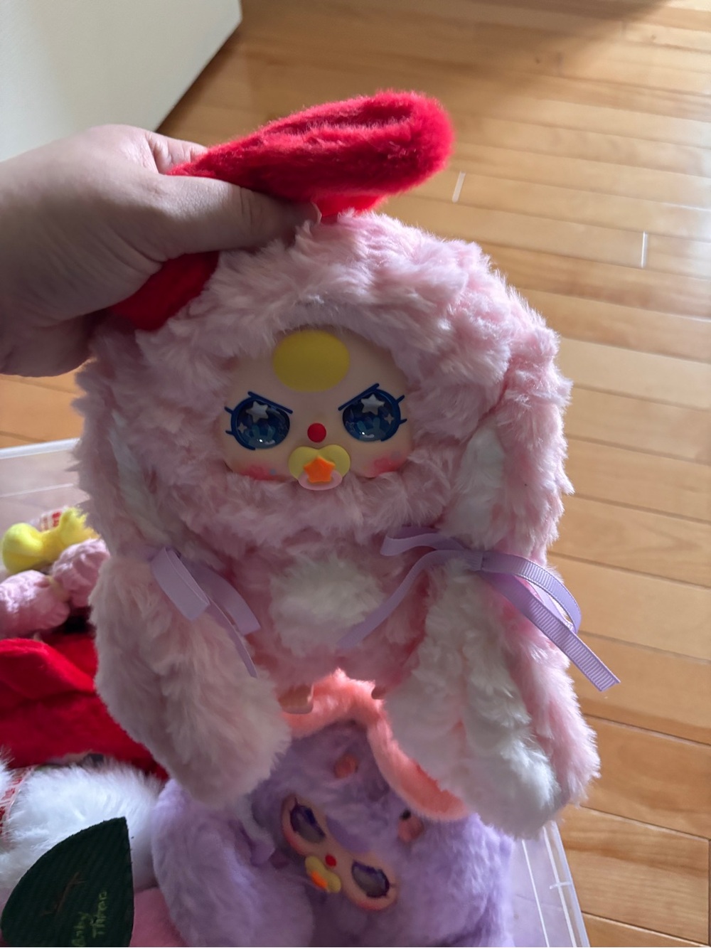 Pink Plush Bird Pet Toy with Ribbon Accent